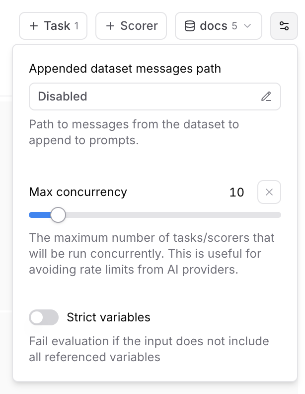 Screenshot of advanced settings menu